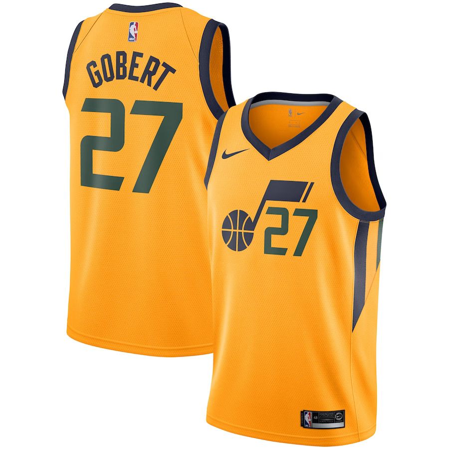 Men Utah Jazz 27 Rudy Gobert Nike Gold Replica Swingman NBA Jersey